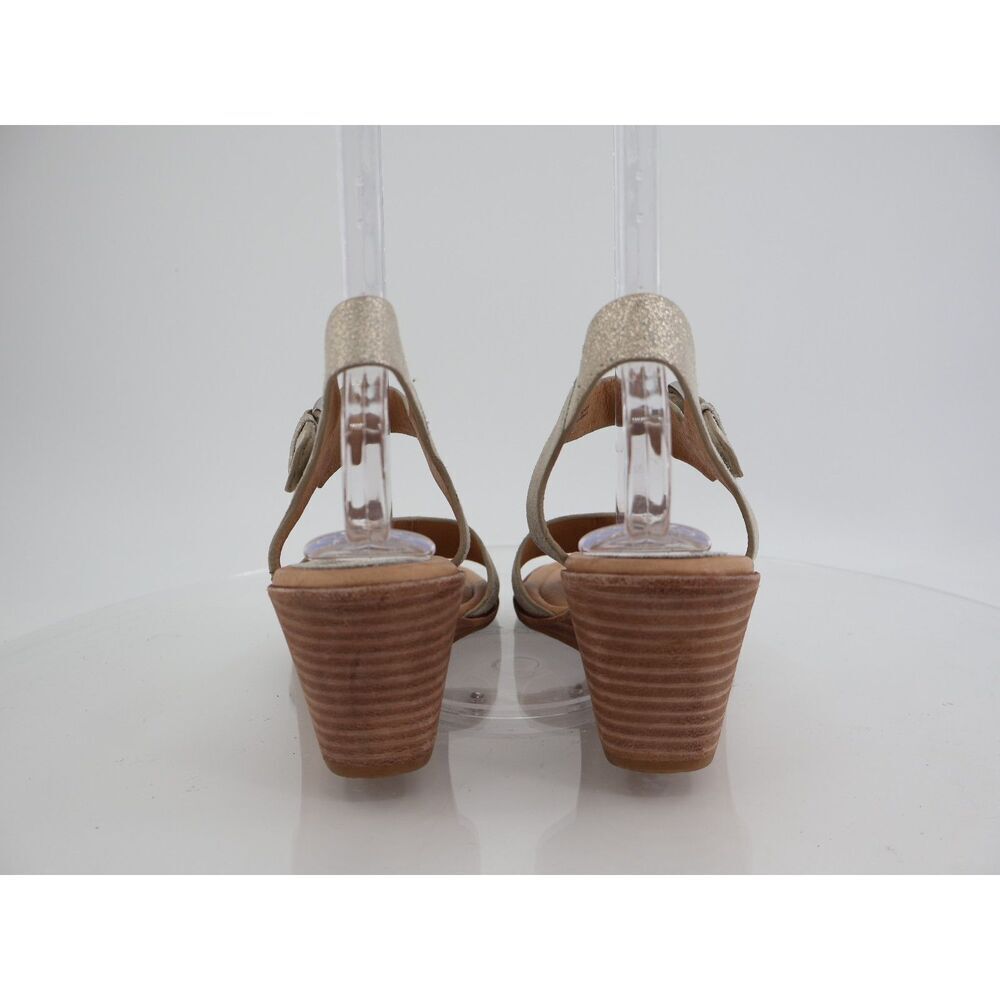 Sofft Garin Sandals Womens Size 11 Gold Metallic Leather Wedge Slingback - Picture 4 of 13